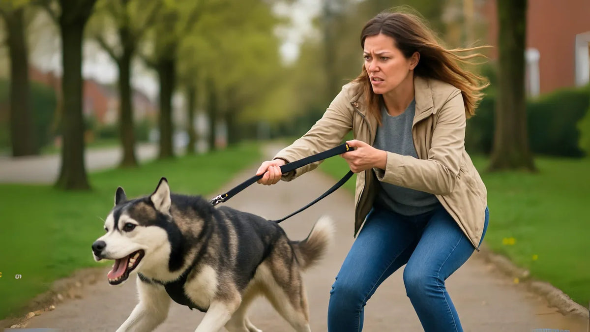 Chien tire en laisse