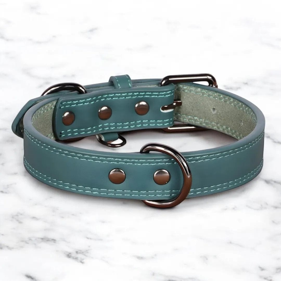 Collier Cuir Chien - PrestigeK9 : L’Élégance Durable Vert Émeraude / S