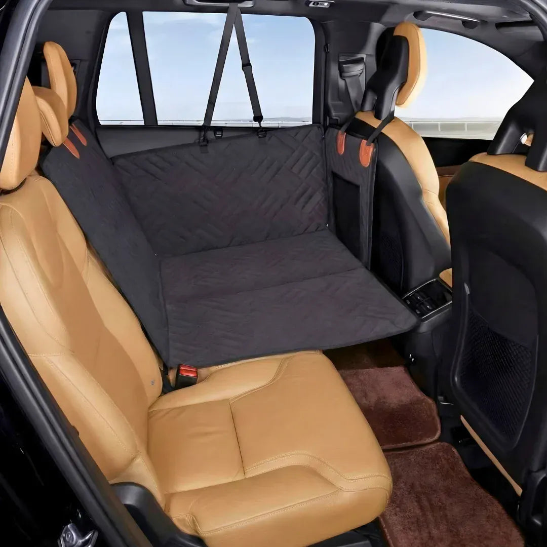 Housse de protection pour siège arrière de voiture noire et beige pour chien
