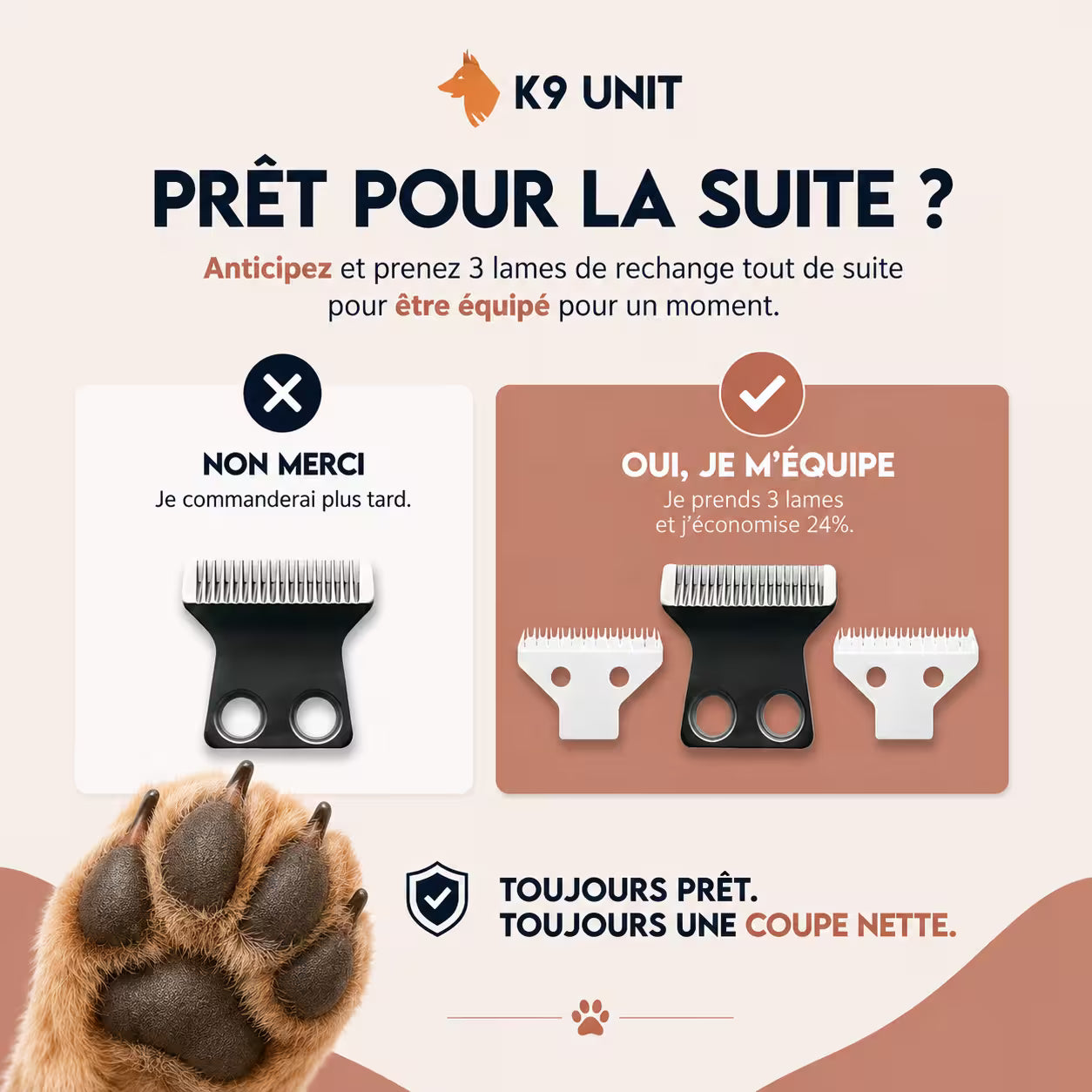 Lames de rechange tondeuse PawCare – Pack de 3 | K9 Unit