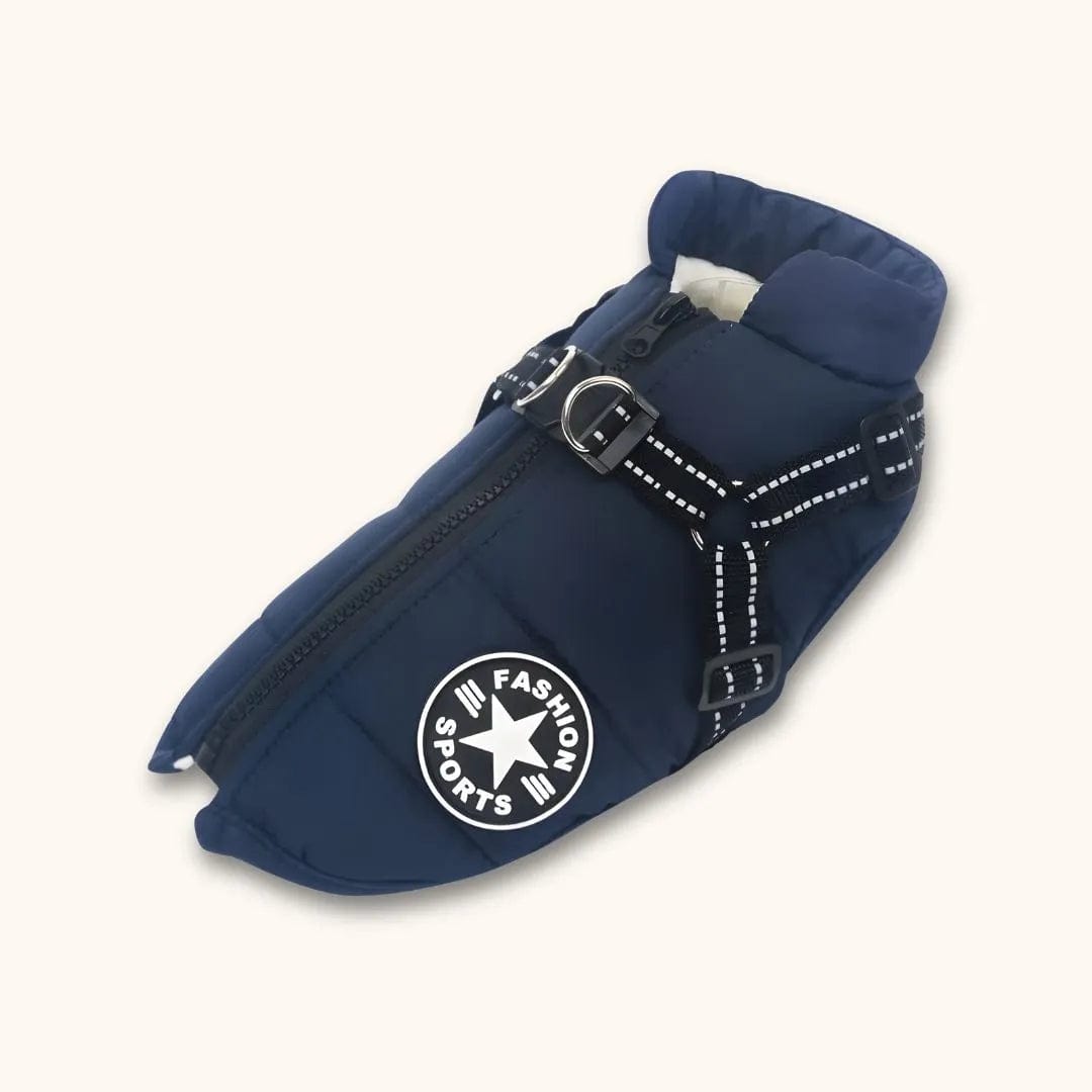 Veste imperméable pour chien avec harnais intégré Bleu / S